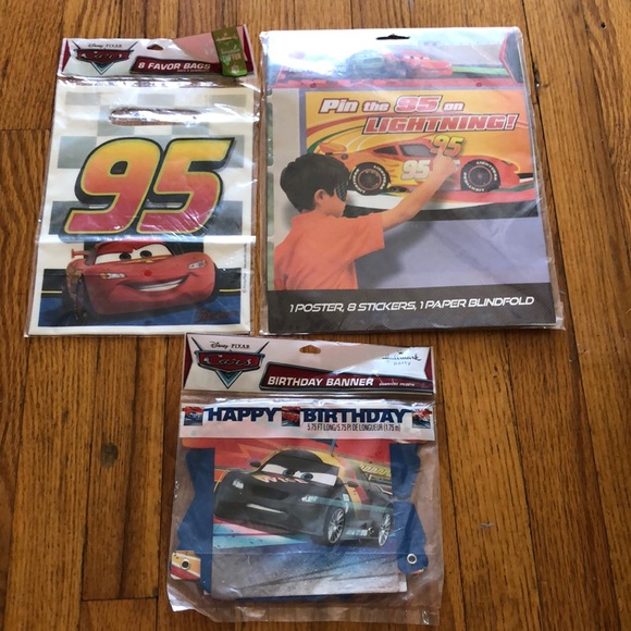 Disney Pixar Cars Party Game, Happy Birthday Banner & Favor Bags - Picture 1 of 7